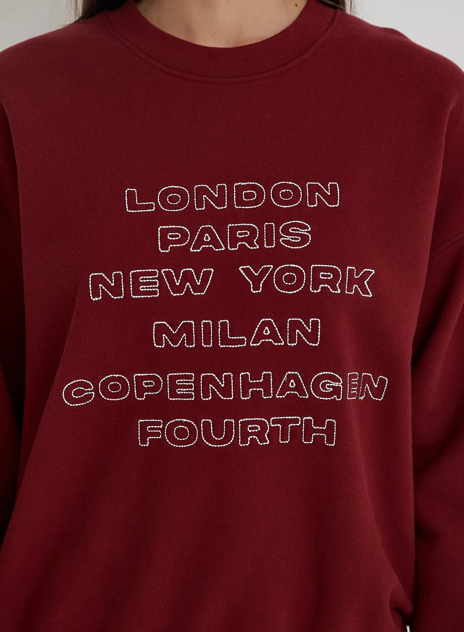 Burgundy Fashion Week Motif Oversized Sweatshirt- Elle sold by 4th and Reckless product image thumbnail 3