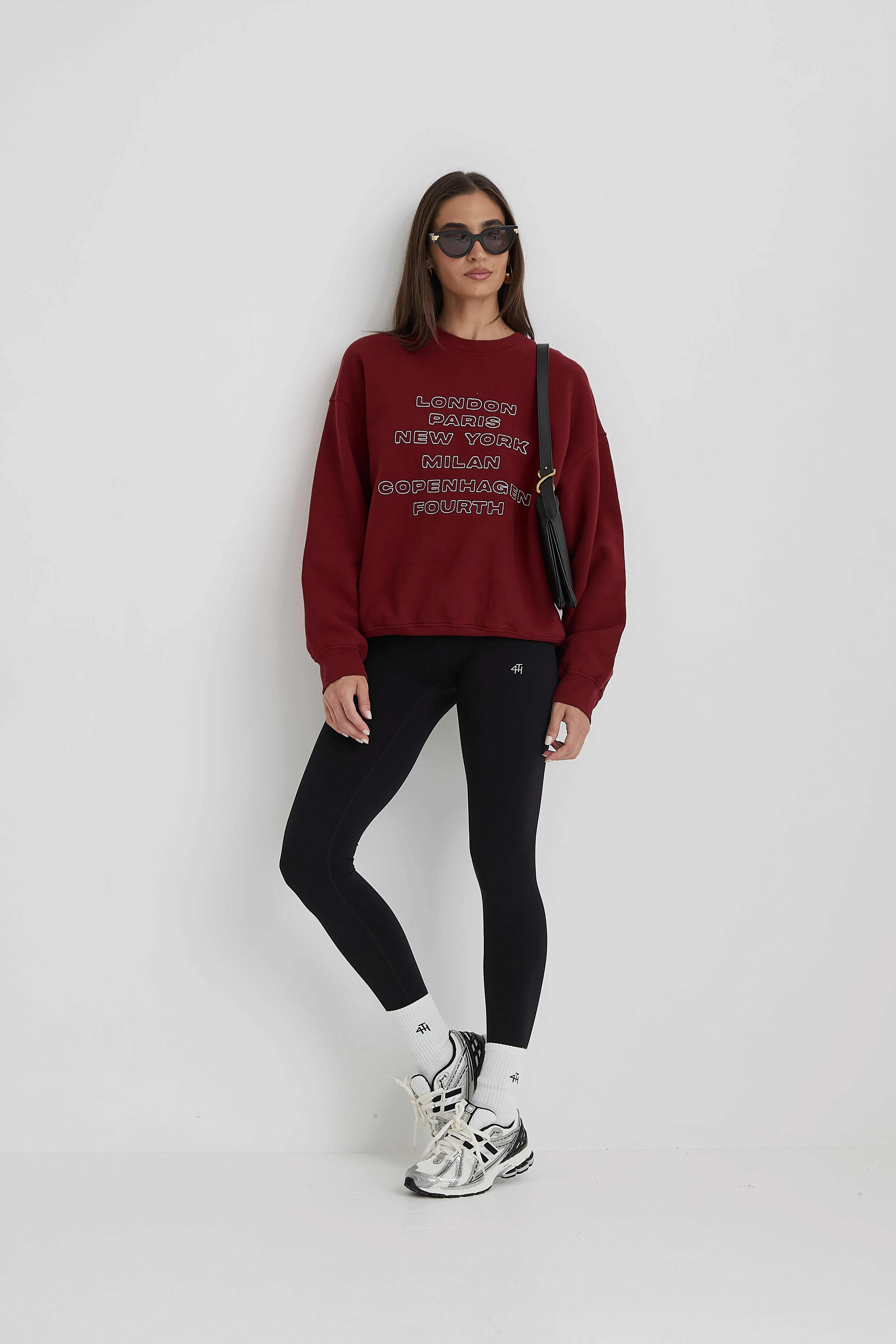 Burgundy Fashion Week Motif Oversized Sweatshirt- Elle sold by 4th and Reckless product image thumbnail 5