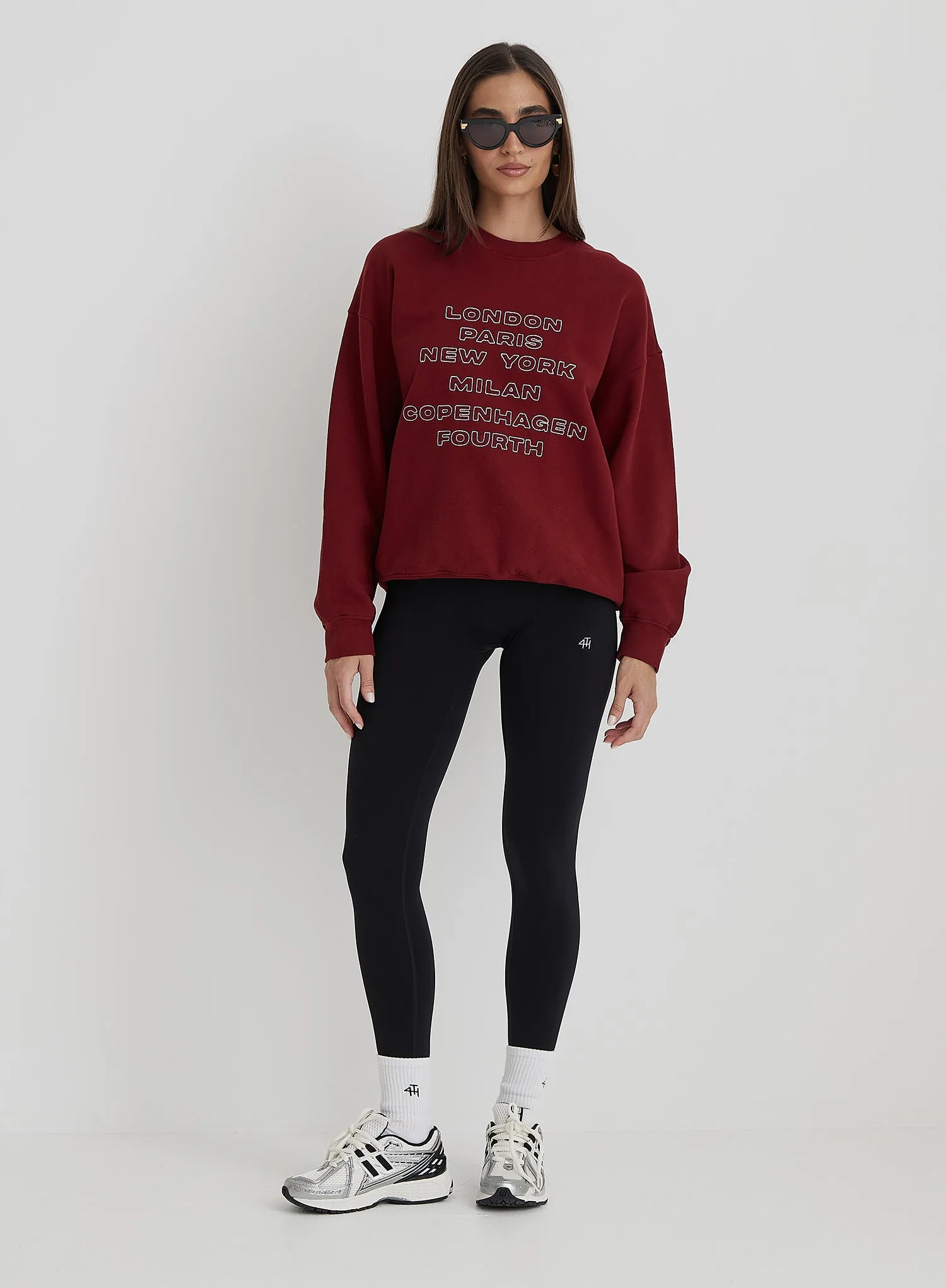 Burgundy Fashion Week Motif Oversized Sweatshirt- Elle sold by 4th and Reckless product image thumbnail 2