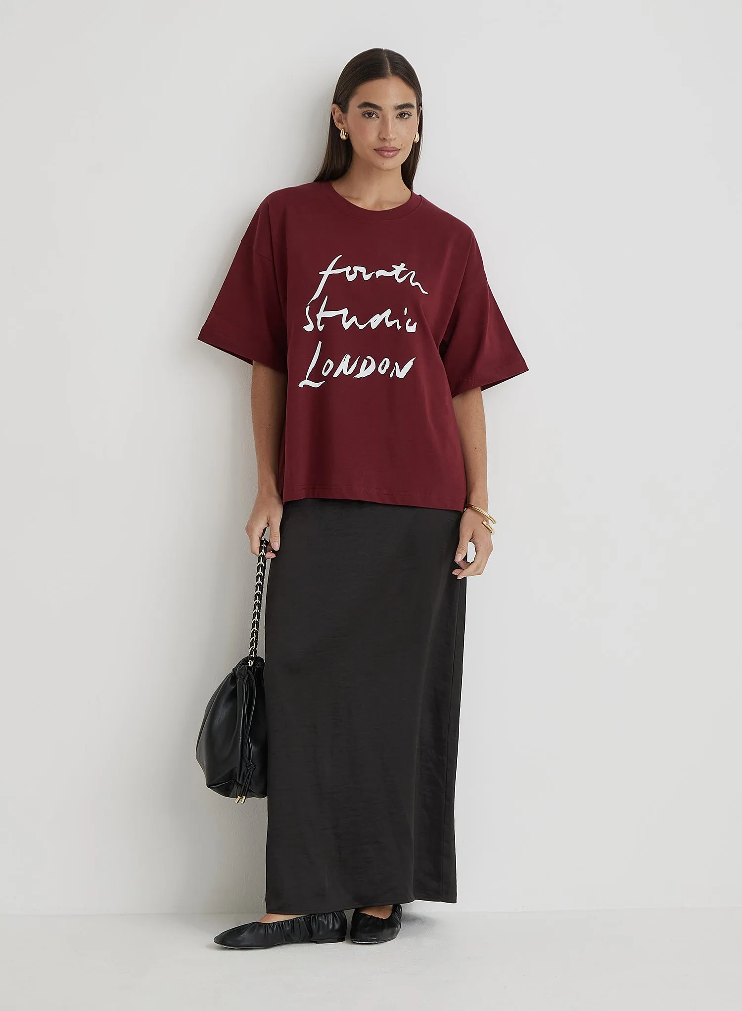 Burgundy Fourth Studio Slogan T-Shirt- Heidi sold by 4th and Reckless product image thumbnail 2