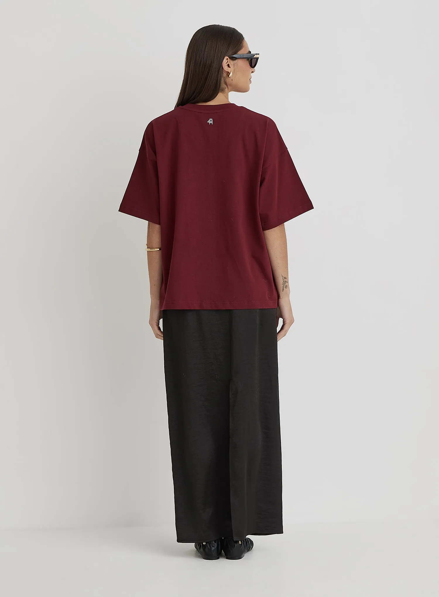 Burgundy Fourth Studio Slogan T-Shirt- Heidi sold by 4th and Reckless product image thumbnail 3