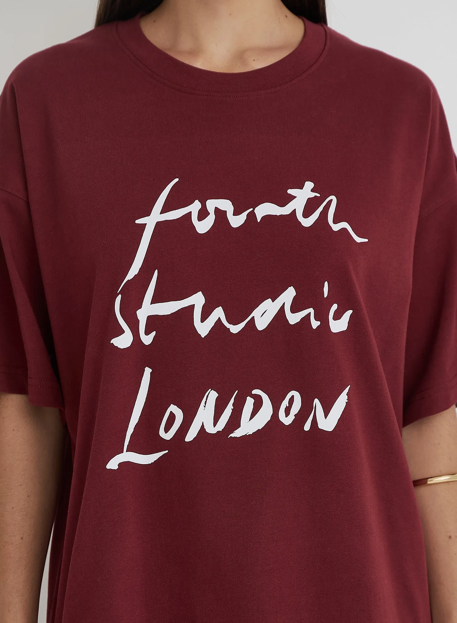 Burgundy Fourth Studio Slogan T-Shirt- Heidi sold by 4th and Reckless product image thumbnail 4
