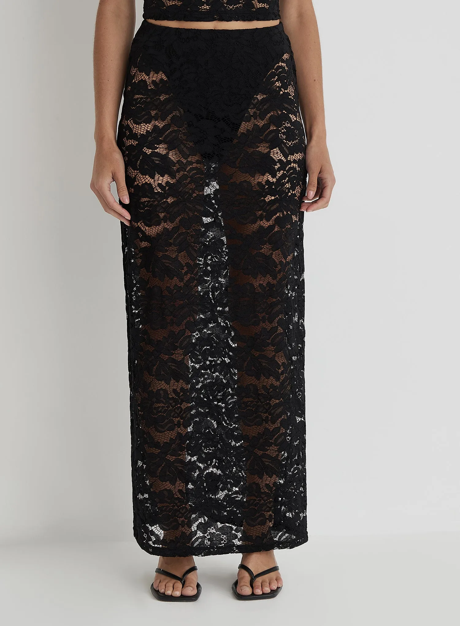 Black Lace Maxi Skirt sold by 4th and Reckless product image thumbnail 3
