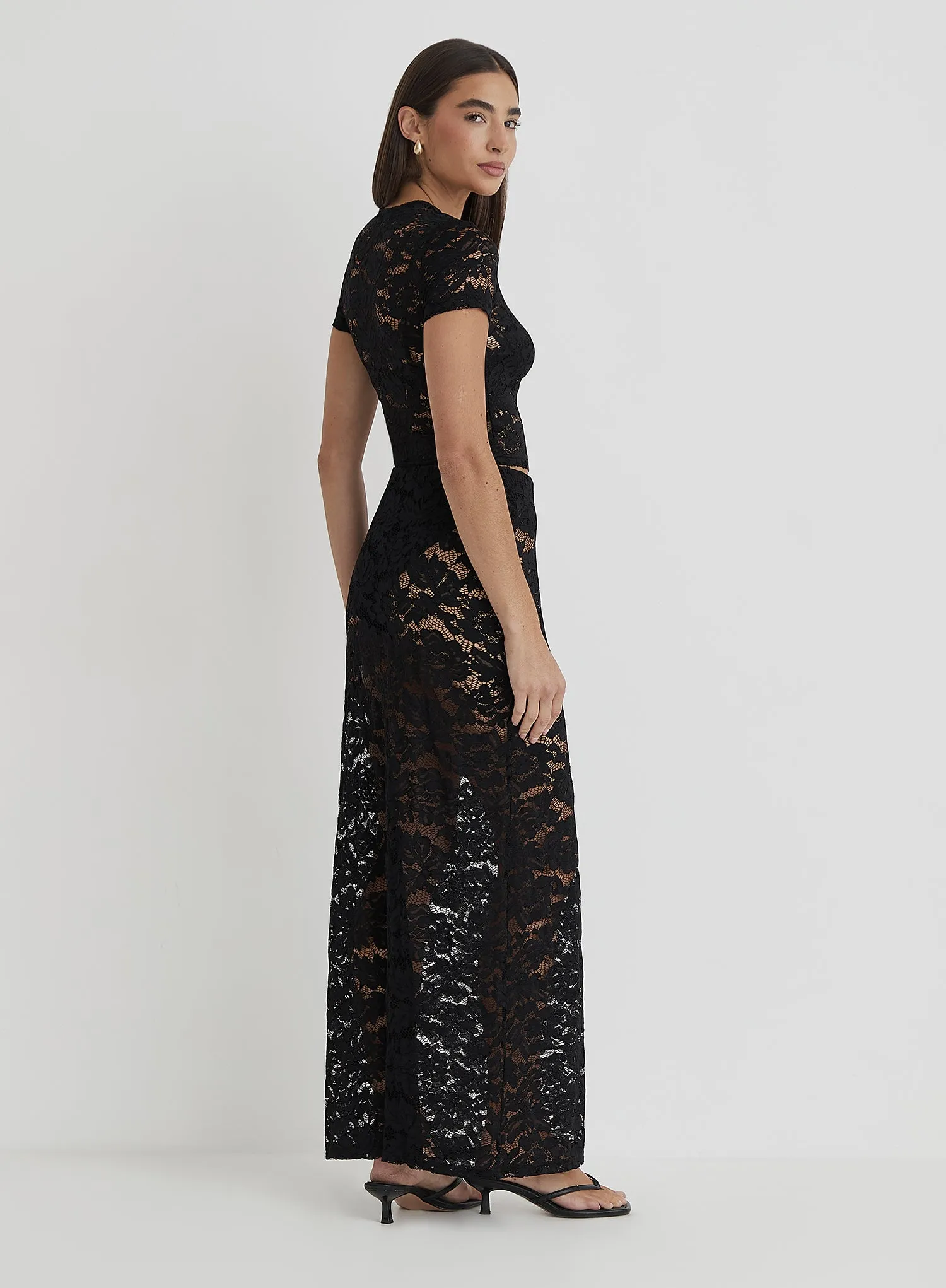 Black Lace Maxi Skirt sold by 4th and Reckless product image thumbnail 5