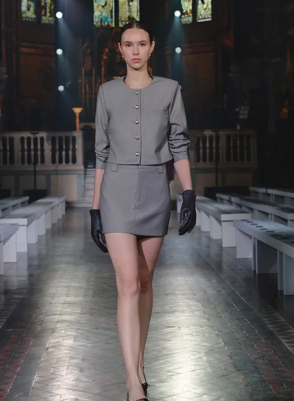 Beige Tailored Cropped Jacket sold by 4th and Reckless