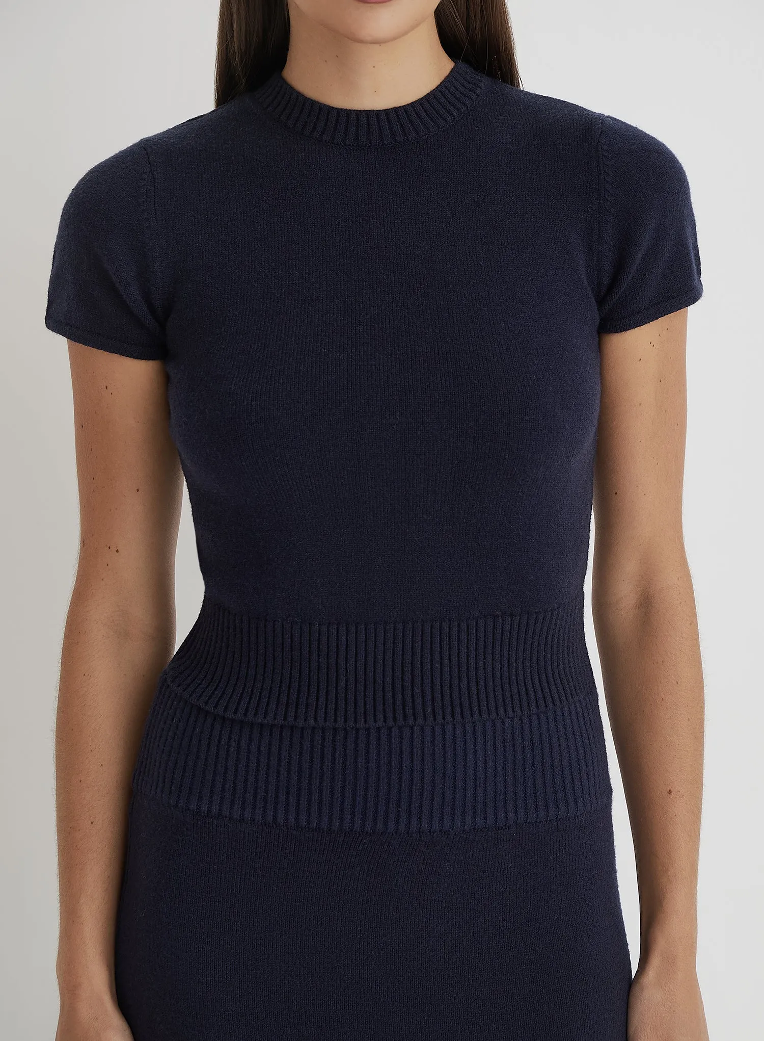 Navy Knitted Short Sleeve Top sold by 4th and Reckless product image thumbnail 4