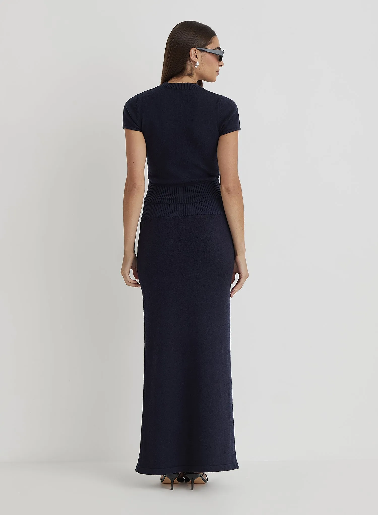 Navy Knitted Short Sleeve Top sold by 4th and Reckless product image thumbnail 5