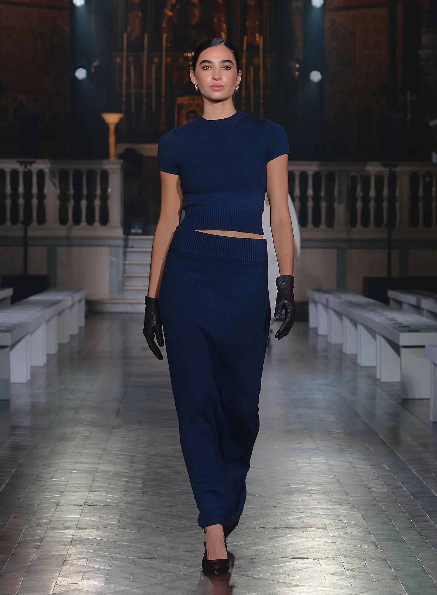 Navy Knitted Short Sleeve Top sold by 4th and Reckless product image thumbnail 2