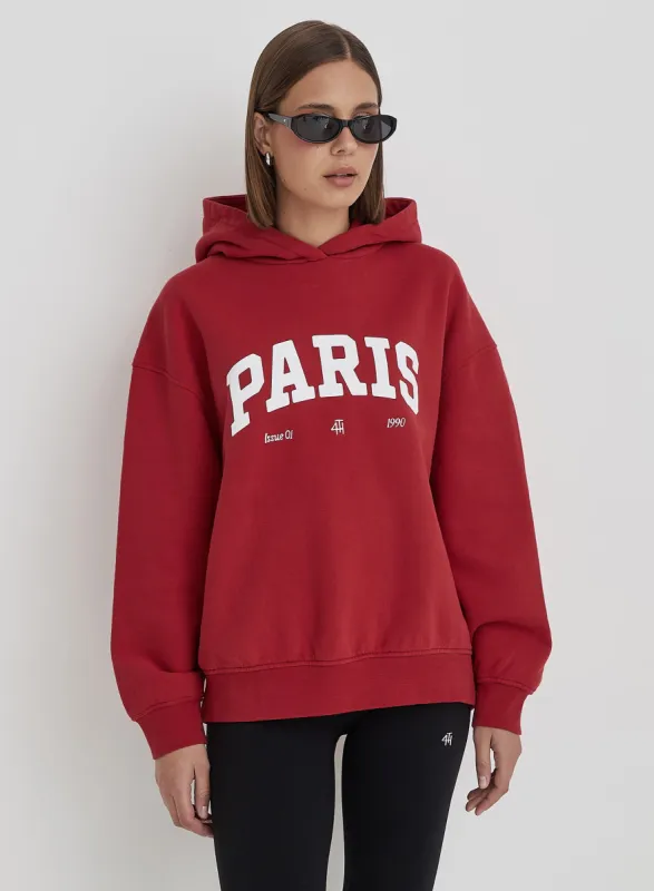 Red Paris Slogan Oversized Hoodie- Luna sold by 4th and Reckless