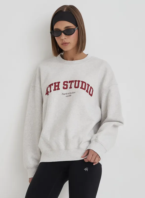 Grey 4th Studio Slogan Oversized Sweatshirt- Reece sold by 4th and Reckless