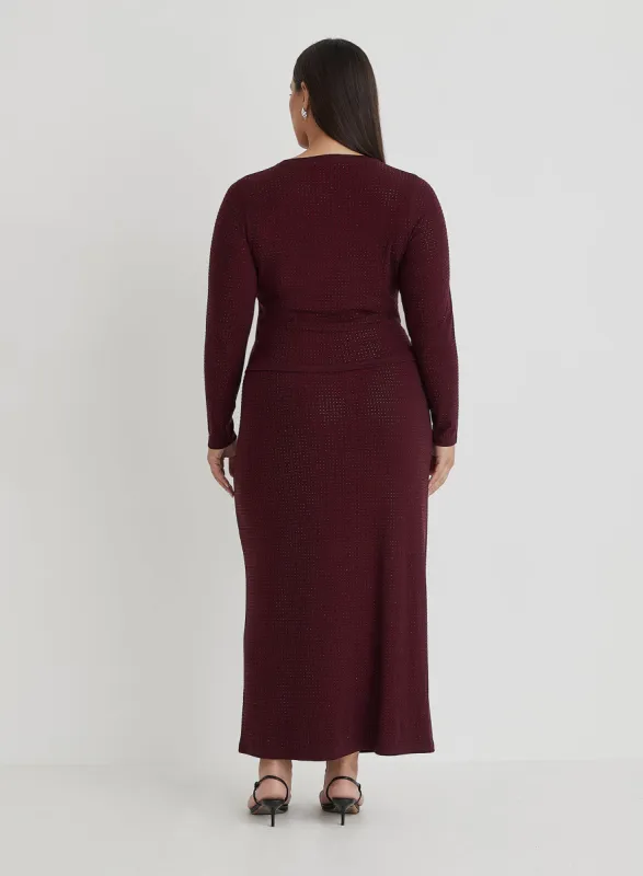 Burgundy Curve Embellished Maxi Skirt- Indigo sold by 4th and Reckless