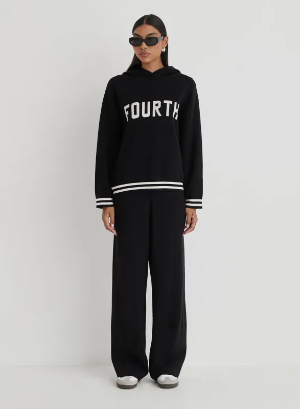 Black Knitted Wide Leg Trouser sold by 4th and Reckless