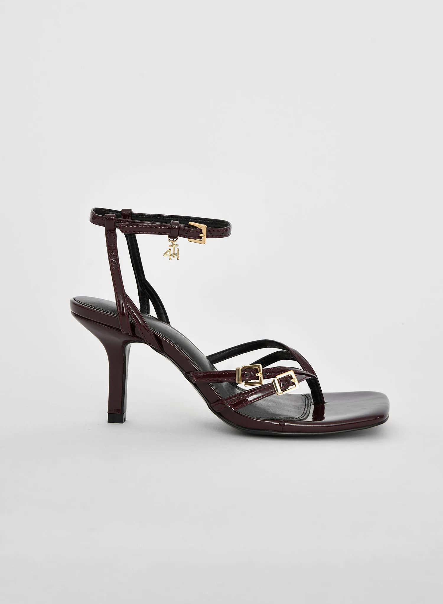 Burgundy Buckle Heeled Sandal- Chicago sold by 4th and Reckless