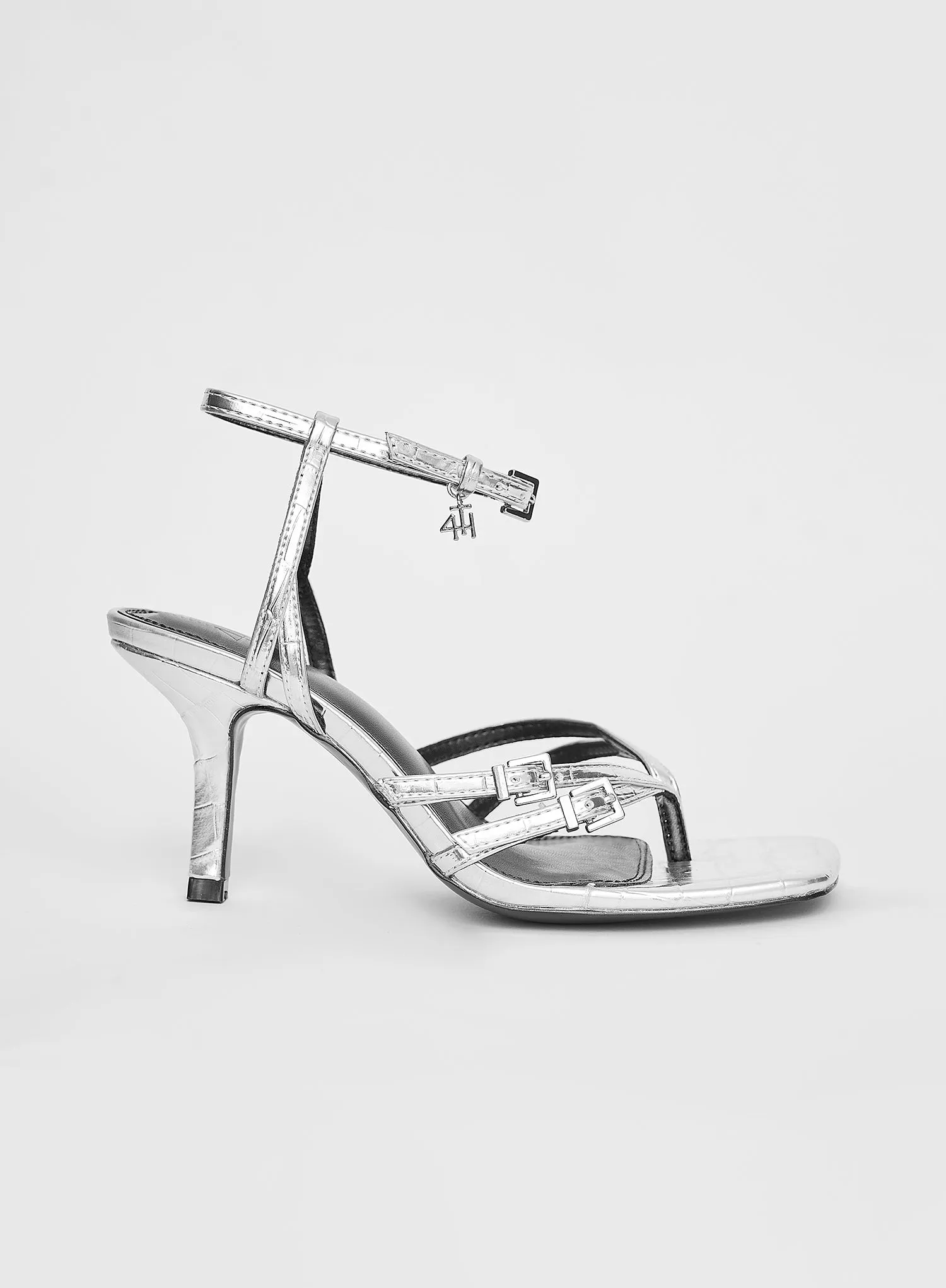 Silver Buckle Heeled Sandal- Chicago sold by 4th and Reckless