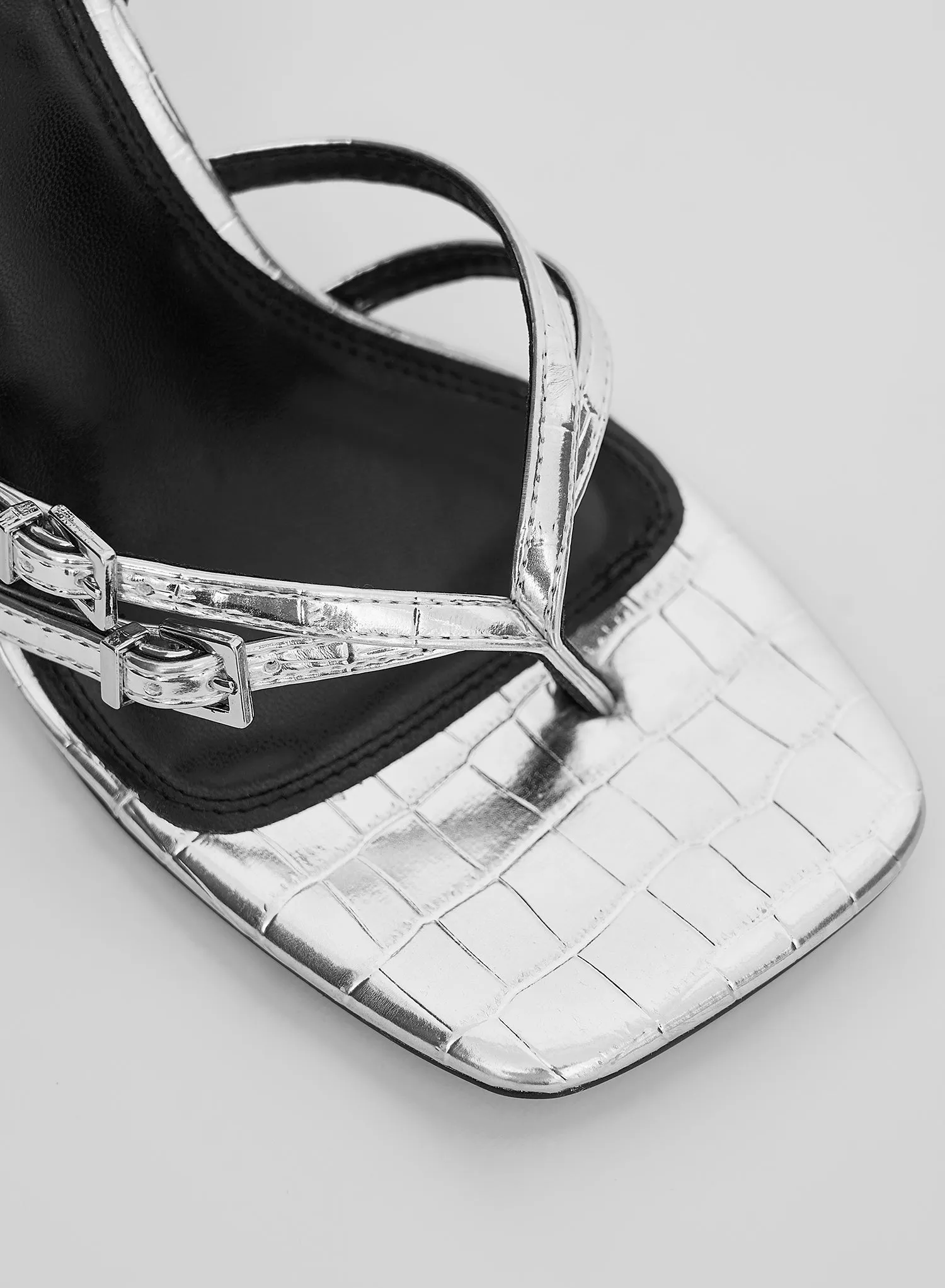 Silver Buckle Heeled Sandal- Chicago sold by 4th and Reckless product image thumbnail 3