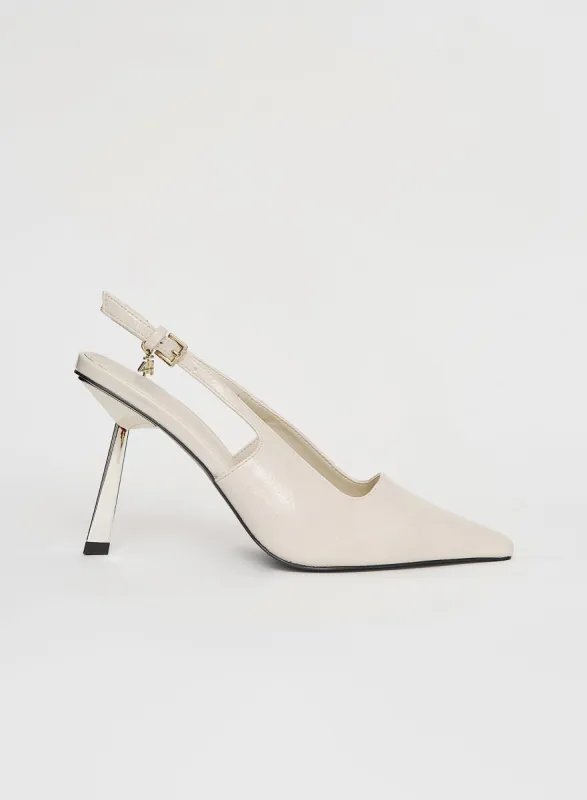Cream Patent Slingback Contrast Heel- Calabasas sold by 4th and Reckless