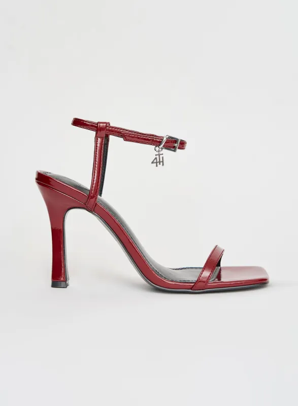 Red Strappy Heeled Patent Sandal- Berlin sold by 4th and Reckless
