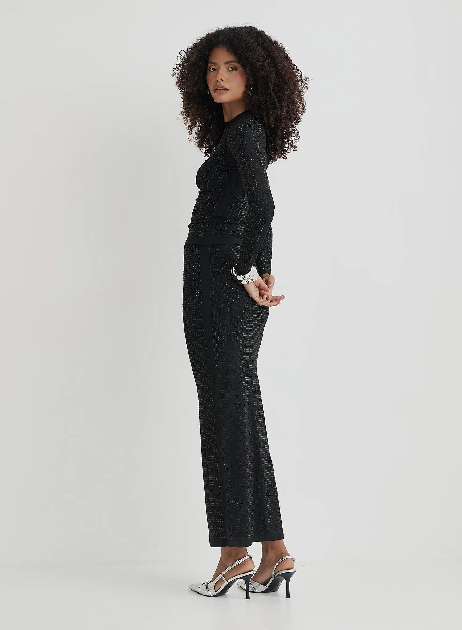 Black Embellished Maxi Skirt- Indigo sold by 4th and Reckless product image thumbnail 5