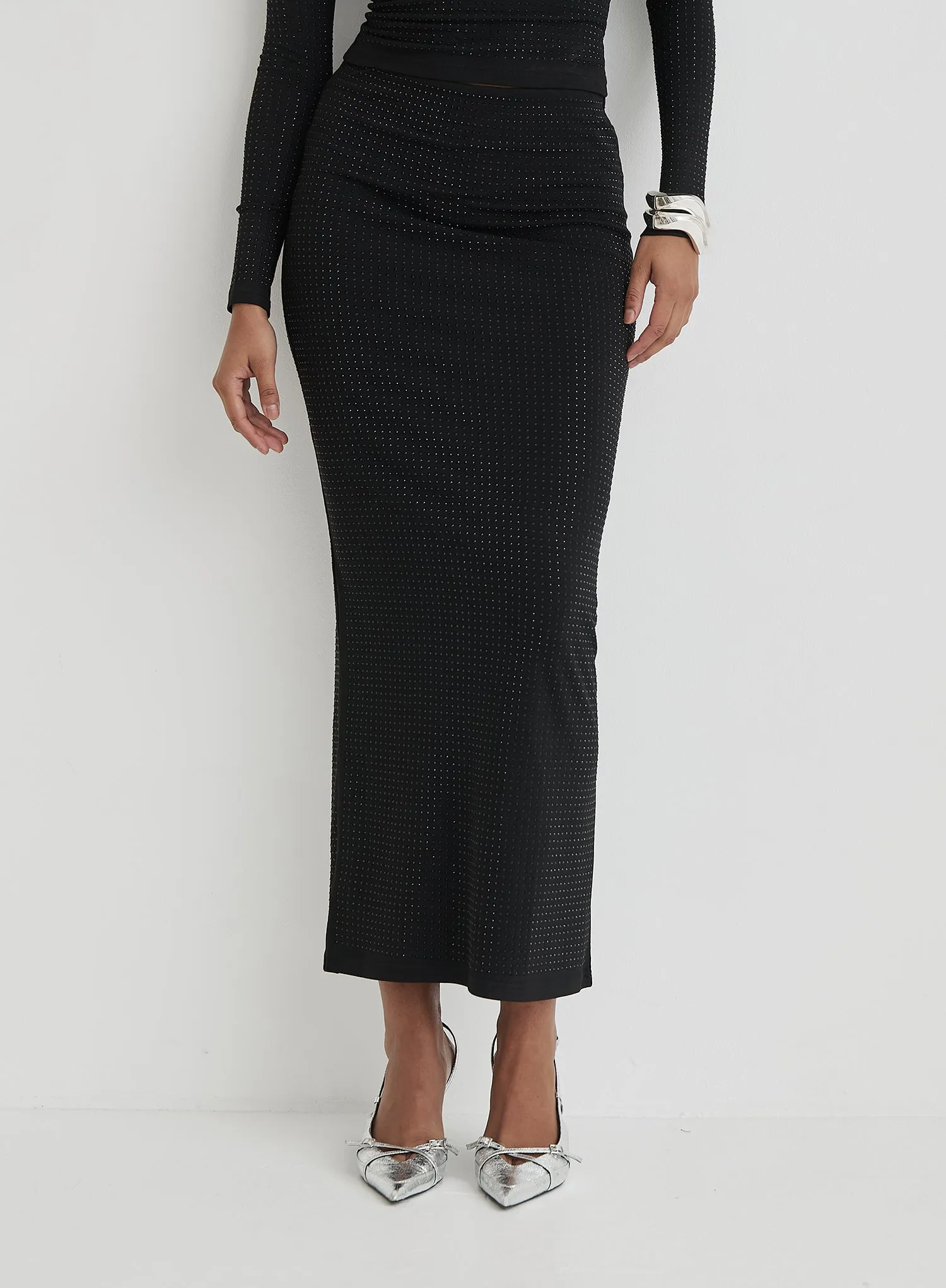 Black Embellished Maxi Skirt- Indigo sold by 4th and Reckless product image thumbnail 3