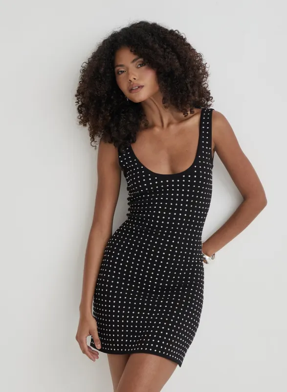 Black Embellished Mini Dress sold by 4th and Reckless