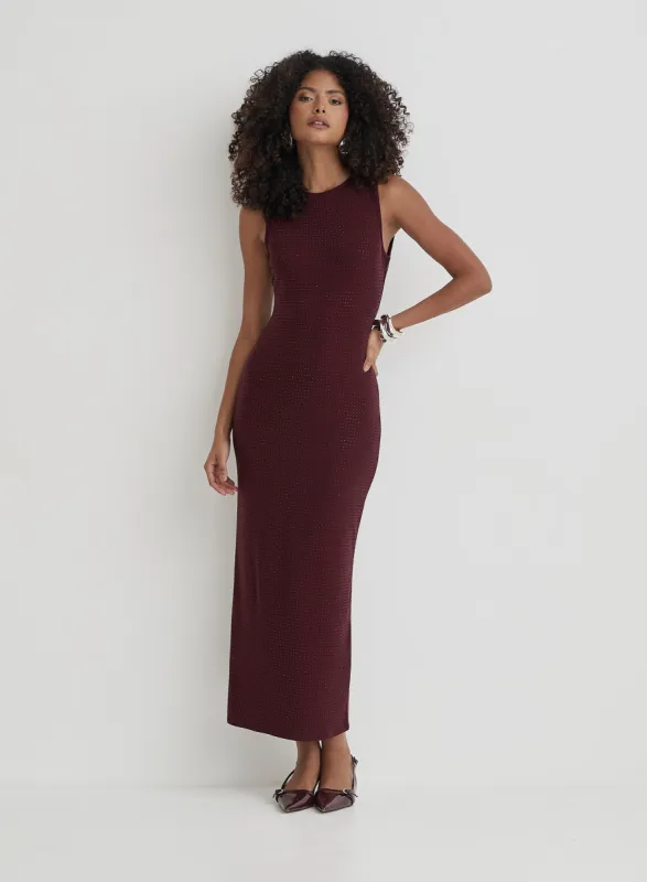 Burgundy Embellished Maxi Dress- Jaden sold by 4th and Reckless