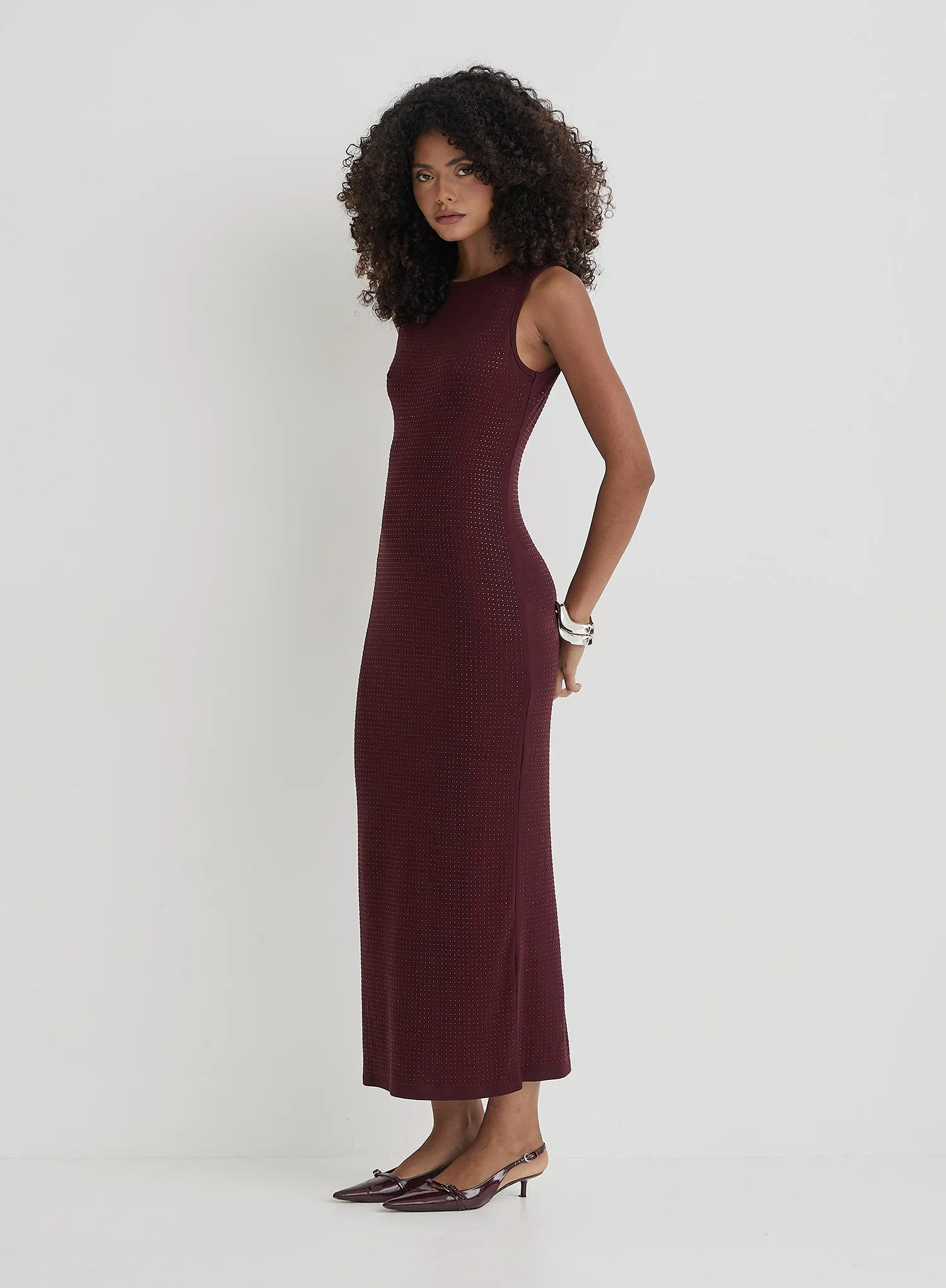 Burgundy Embellished Maxi Dress- Jaden sold by 4th and Reckless product image thumbnail 5