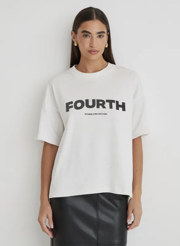 White Fourth Branded Oversized T-Shirt- Hannah sold by 4th and Reckless
