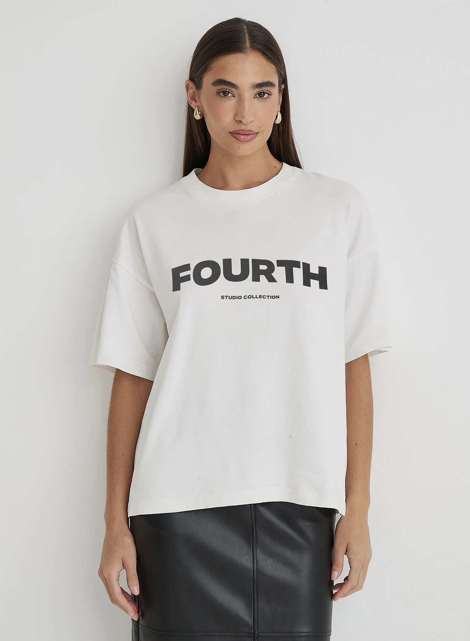 White Fourth Branded Oversized T-Shirt- Hannah sold by 4th and Reckless