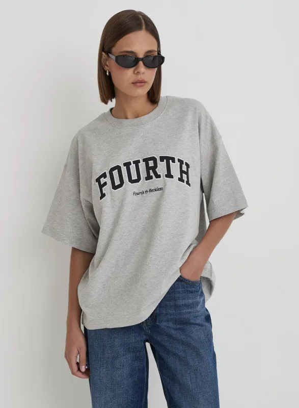 Grey Fourth Branded Oversized T-Shirt- Alice sold by 4th and Reckless