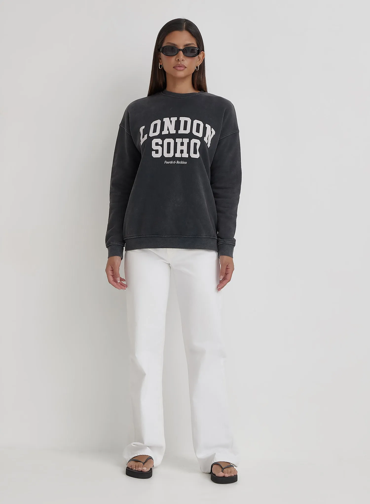 Acid Wash London Slogan Classic Longline Sweatshirt- London sold by 4th and Reckless product image thumbnail 3