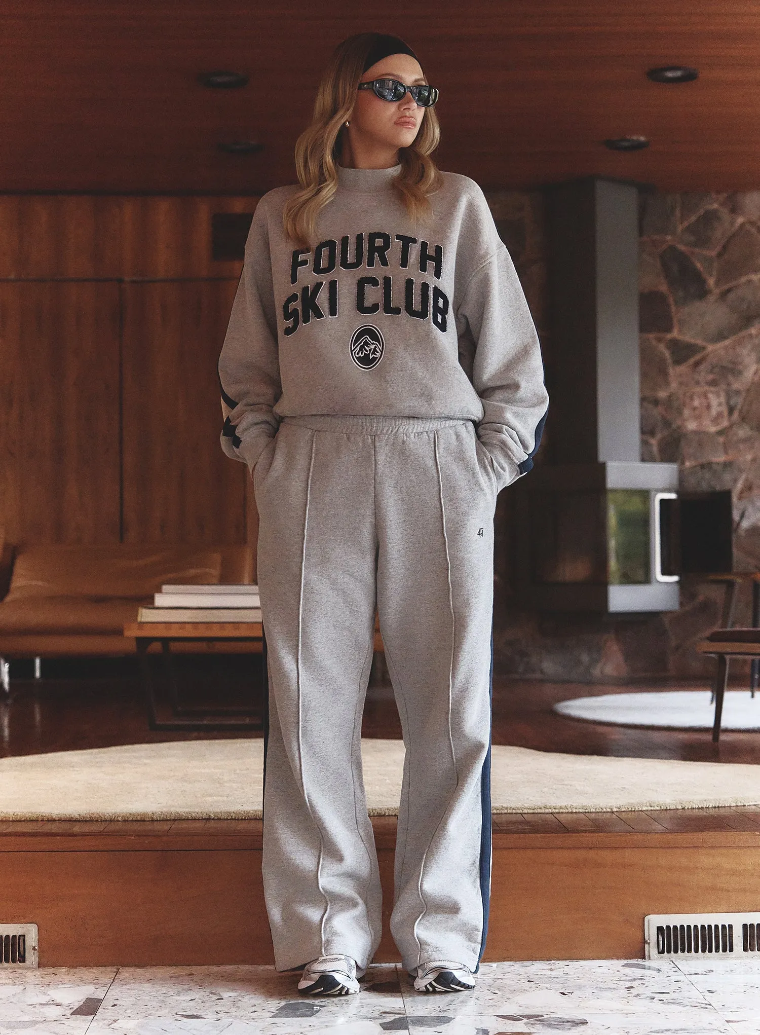 Grey Ski Club Slogan Cropped Sweatshirt sold by 4th and Reckless product image thumbnail 4