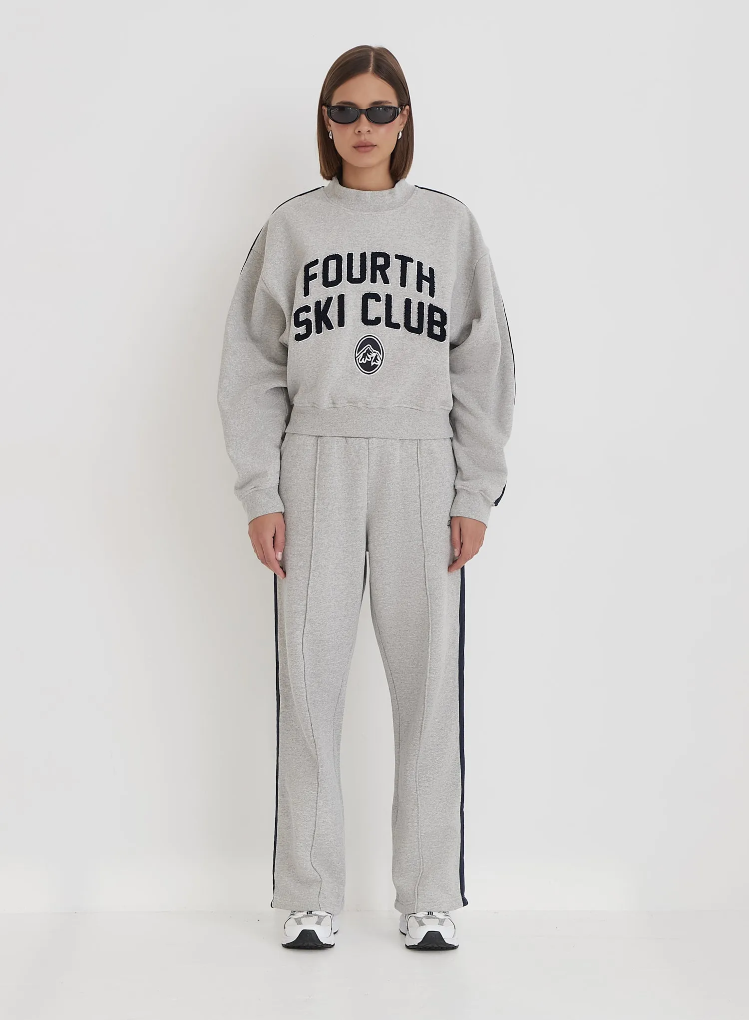 Grey Ski Club Slogan Cropped Sweatshirt sold by 4th and Reckless product image thumbnail 5