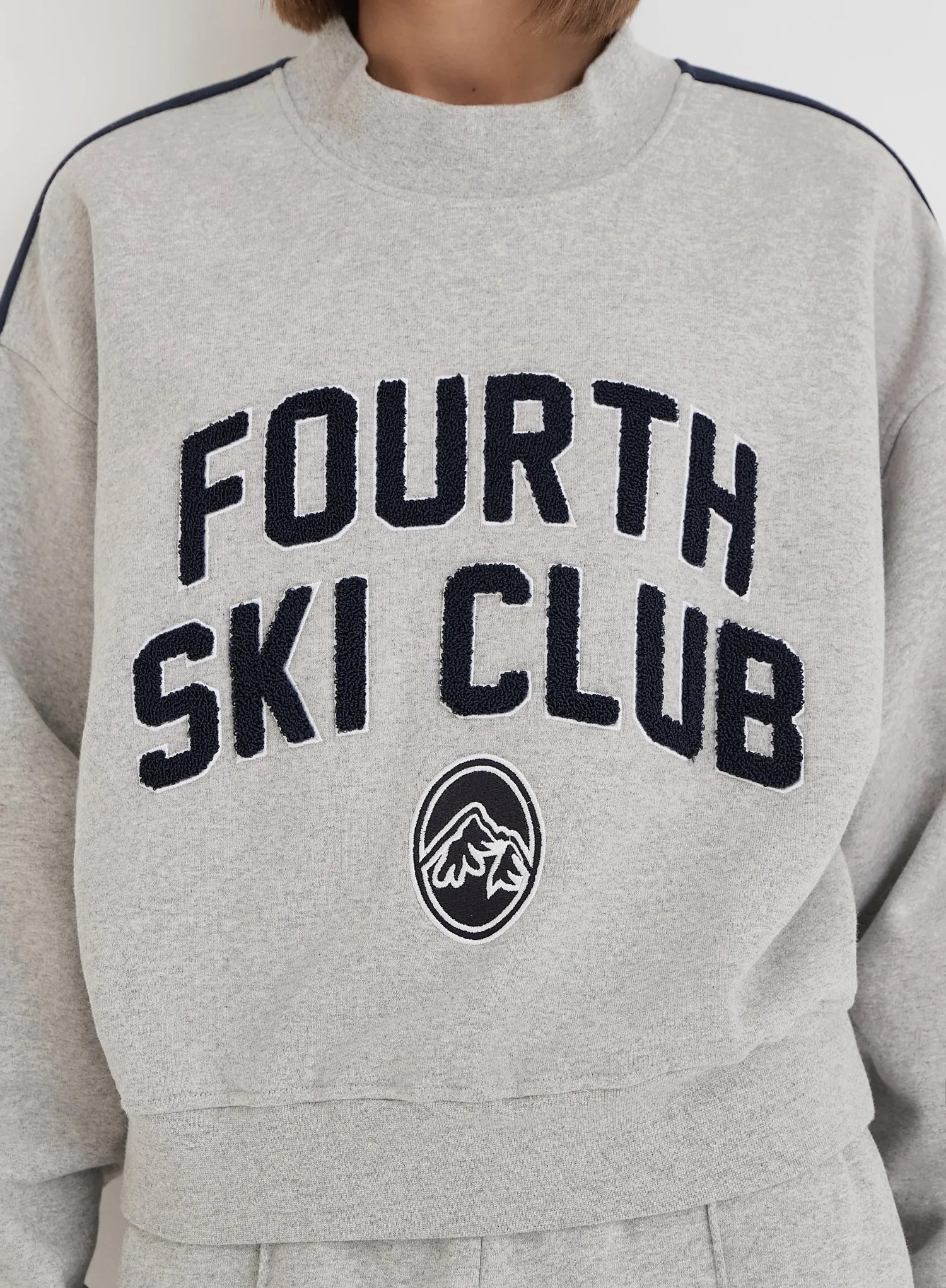 Grey Ski Club Slogan Cropped Sweatshirt sold by 4th and Reckless product image thumbnail 3