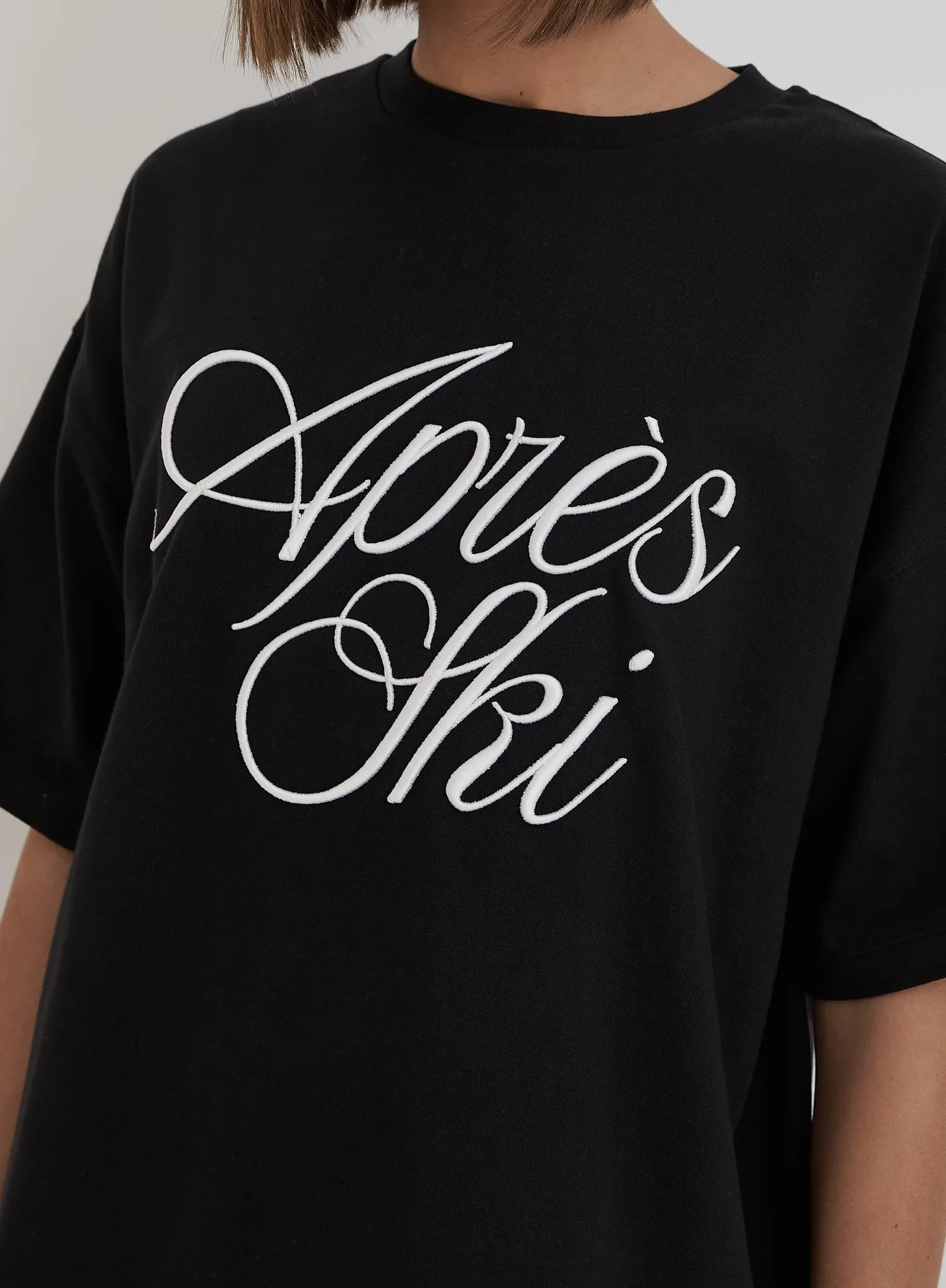 Black Embroidered Apres Ski Slogan T-Shirt sold by 4th and Reckless product image thumbnail 3