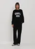 Black Velour Branded Classic Sweatshirt- Cacie sold by 4th and Reckless