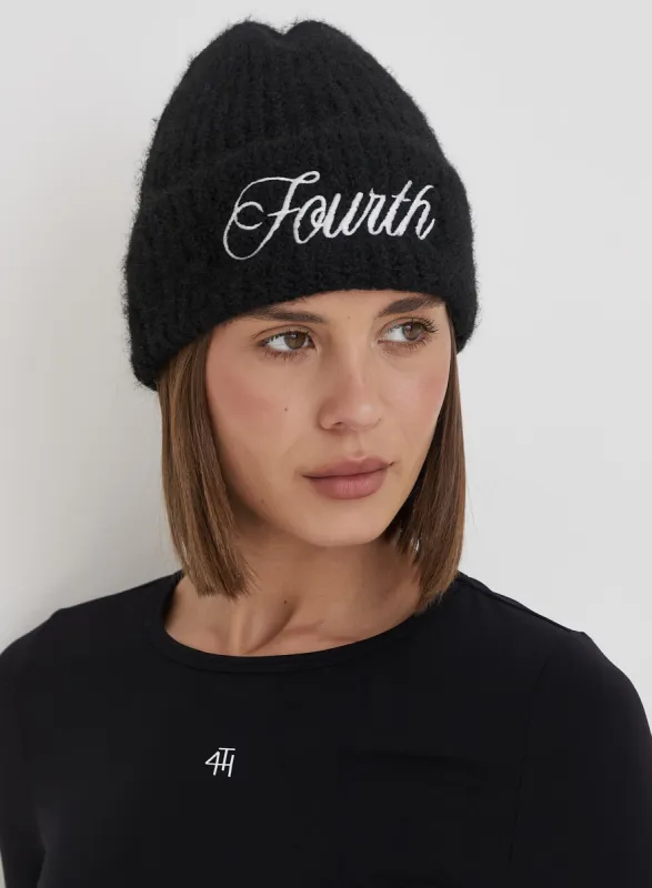 Black Fourth Branded Knitted Beanie Hat- Candice sold by 4th and Reckless