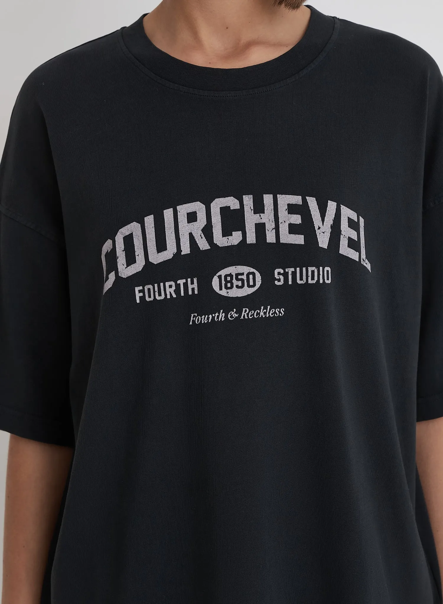 Grey Acid Wash Courchevel Slogan Print T-Shirt sold by 4th and Reckless product image thumbnail 3