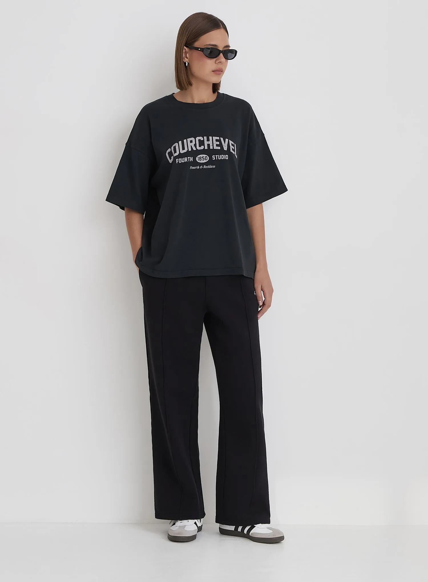 Grey Acid Wash Courchevel Slogan Print T-Shirt sold by 4th and Reckless product image thumbnail 5