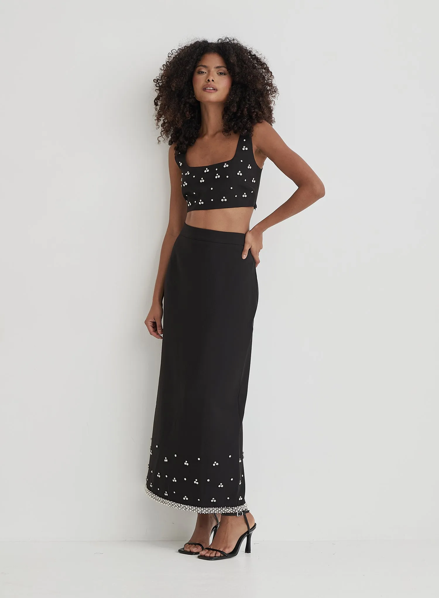 Black Embellished Crop Top sold by 4th and Reckless product image thumbnail 3