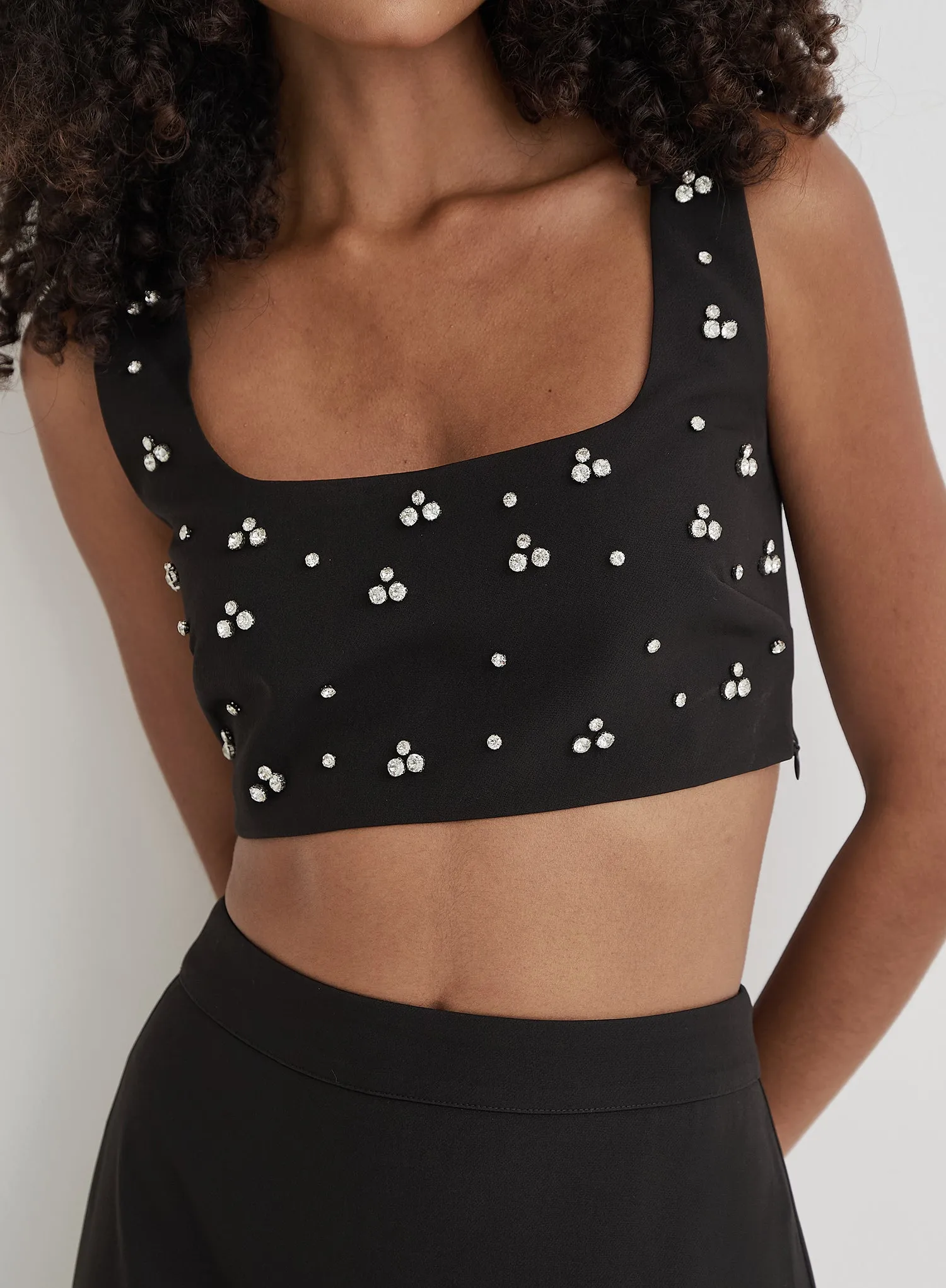 Black Embellished Crop Top sold by 4th and Reckless product image thumbnail 4