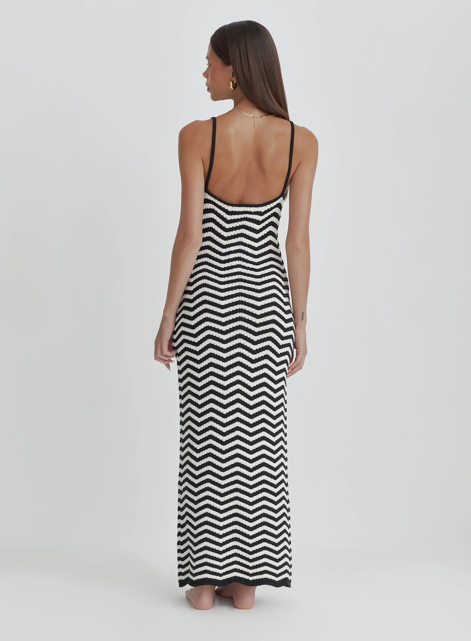 Cream And Black Stripe Knitted Maxi Dress- Yvette sold by 4th and Reckless product image thumbnail 5