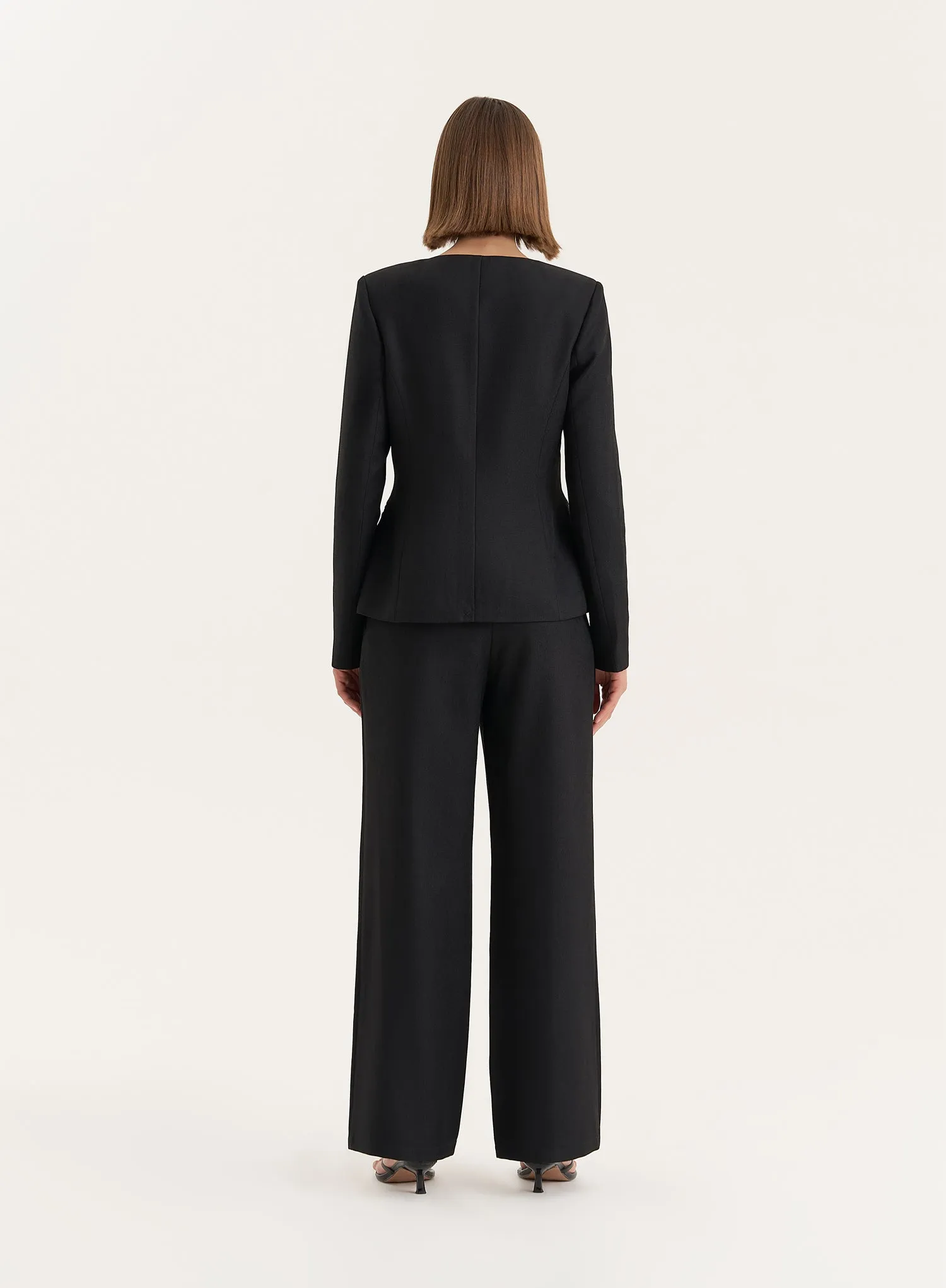 Black Tailored Gold Button Front Split Blazer- Polly sold by 4th and Reckless product image thumbnail 4