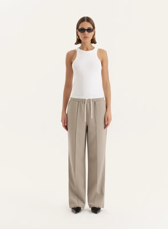 Olive Contrast Waistband Straight Leg Trouser sold by 4th and Reckless