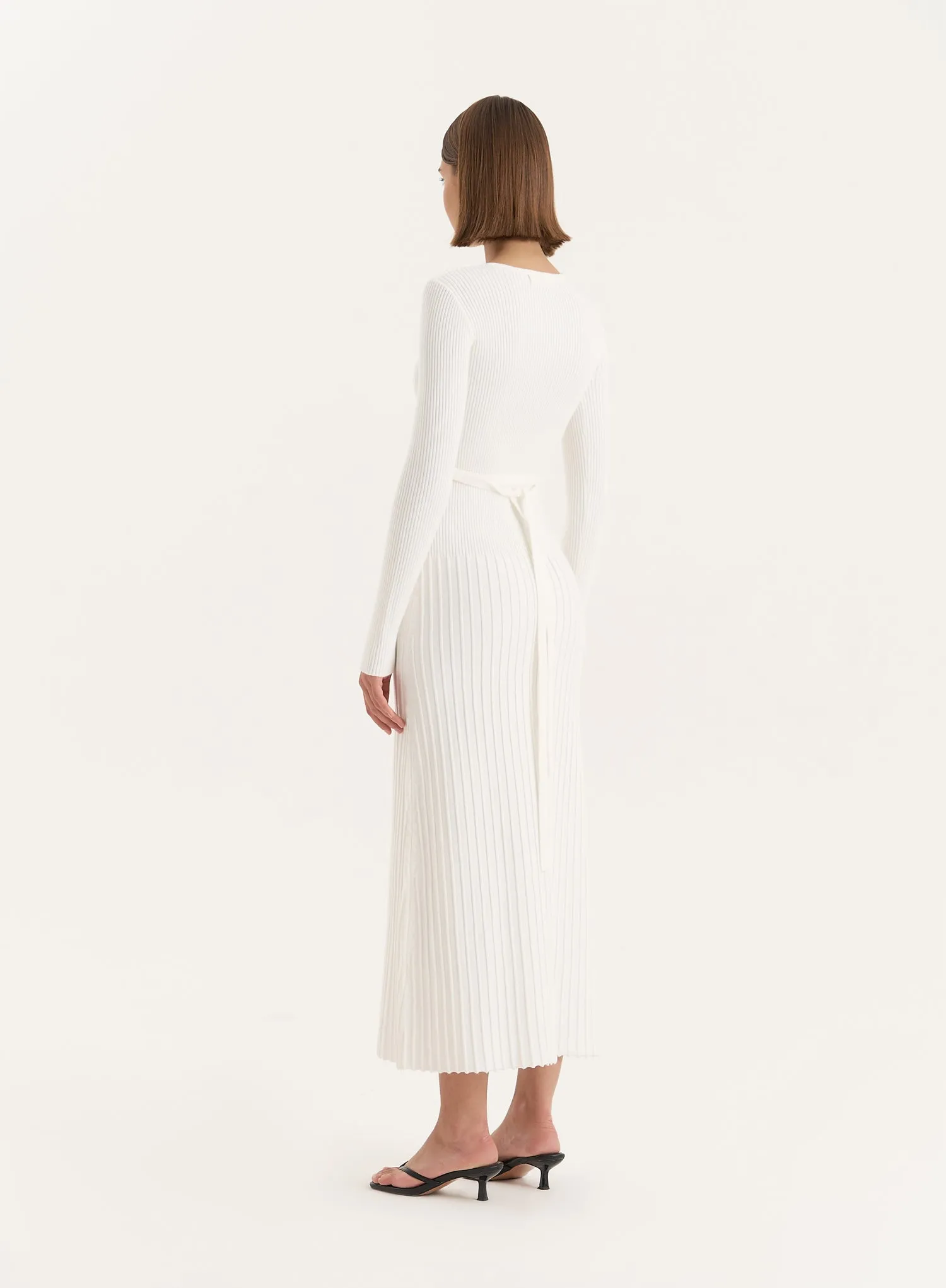 White Rib Knit Tie Back Detail Maxi Dress- Adele sold by 4th and Reckless product image thumbnail 4