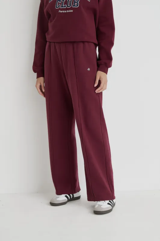 Burgundy 4th Wide Leg Branded Joggers- Fergie sold by 4th and Reckless