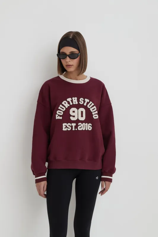 Burgundy Fourth Studio Relaxed Oversized Sweatshirt- Davis sold by 4th and Reckless