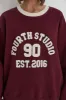 Burgundy Fourth Studio Relaxed Oversized Sweatshirt- Davis sold by 4th and Reckless