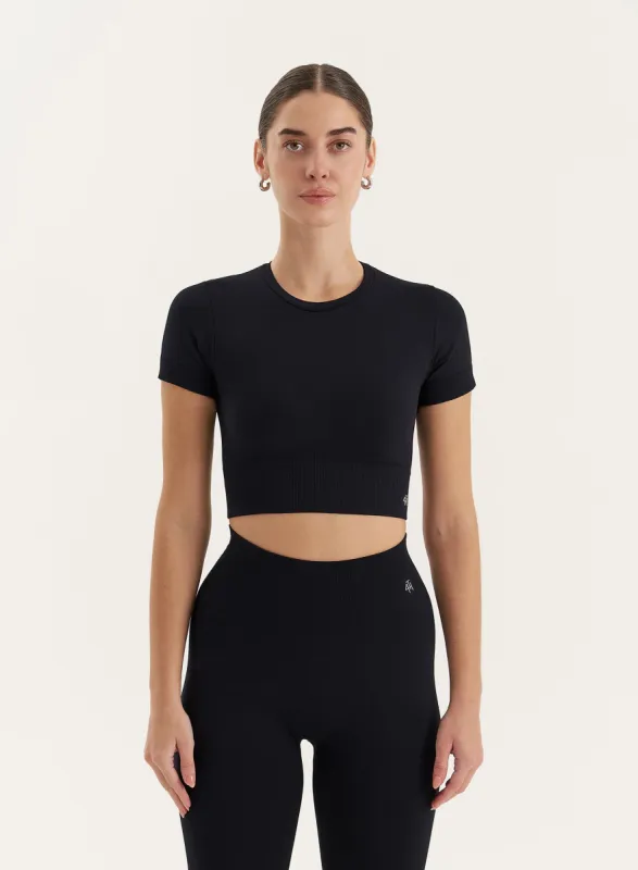 Black Seamless Gym Crop Top- Brogan sold by 4th and Reckless