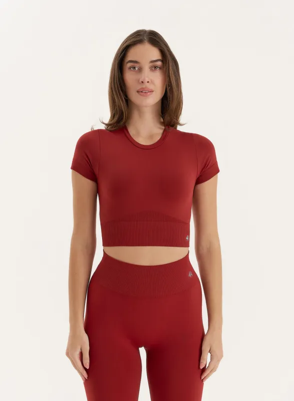 Red Seamless Gym Crop Top- Brogan sold by 4th and Reckless