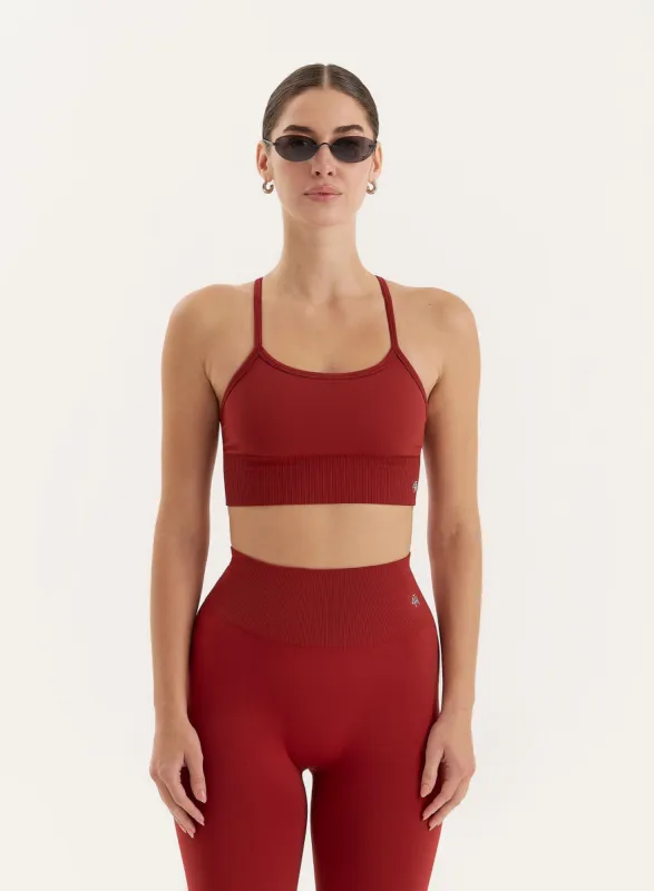 Red Racer Back Seamless Sports Bra sold by 4th and Reckless